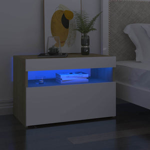 Έπιπλο Τηλεόρασης με LED Λευκό & Sonoma Δρυς 60 x 35 x 40 εκ.