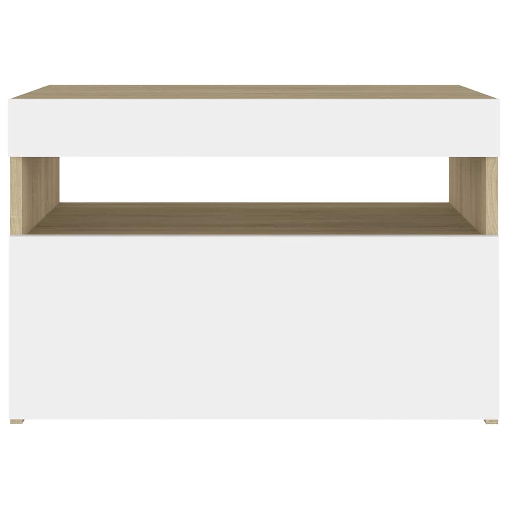 Έπιπλο Τηλεόρασης με LED Λευκό & Sonoma Δρυς 60 x 35 x 40 εκ.