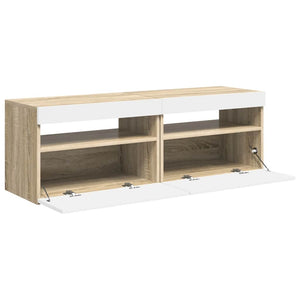 Έπιπλα Τηλεόρασης με LED 2 τεμ. Λευκά/Sonoma Δρυς 60x35x40 εκ.