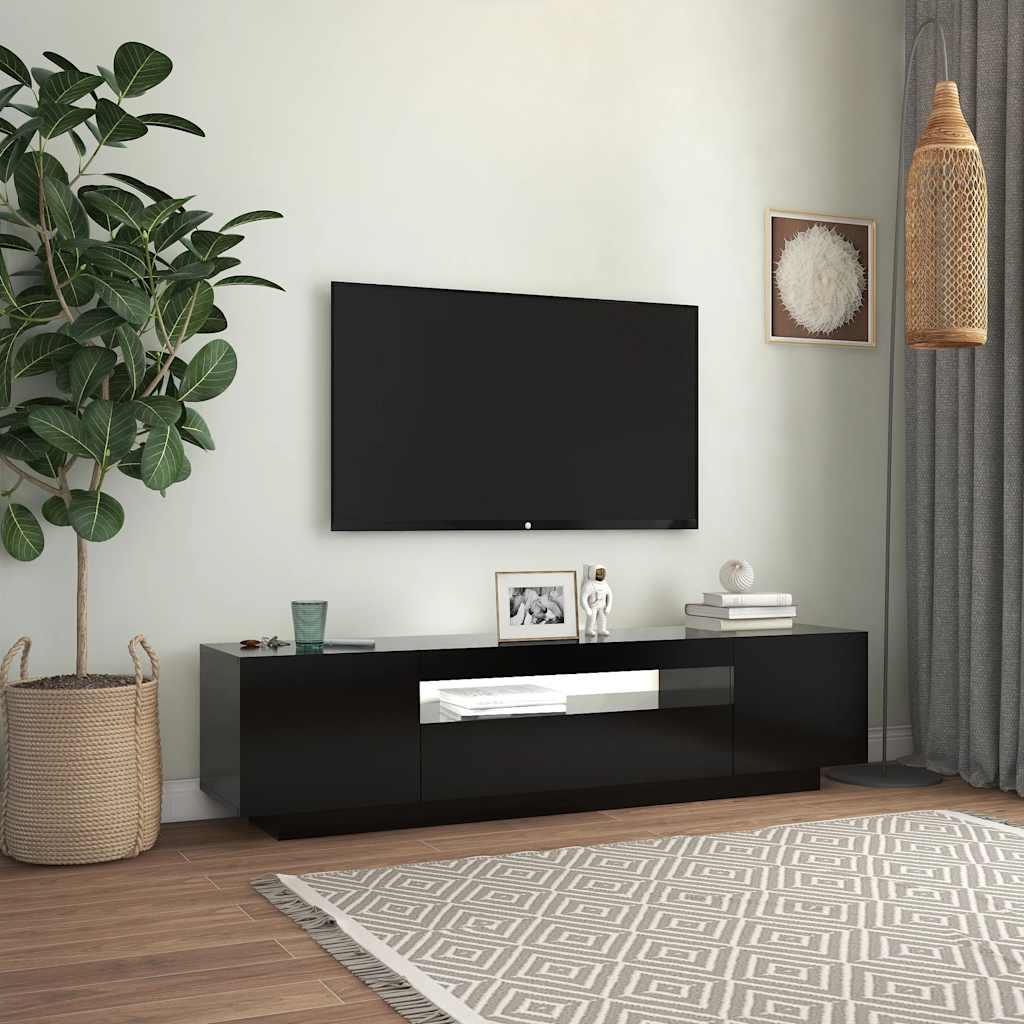 Έπιπλο Τηλεόρασης με LED Μαύρο 160x35x40 εκ. - Pakobazaar