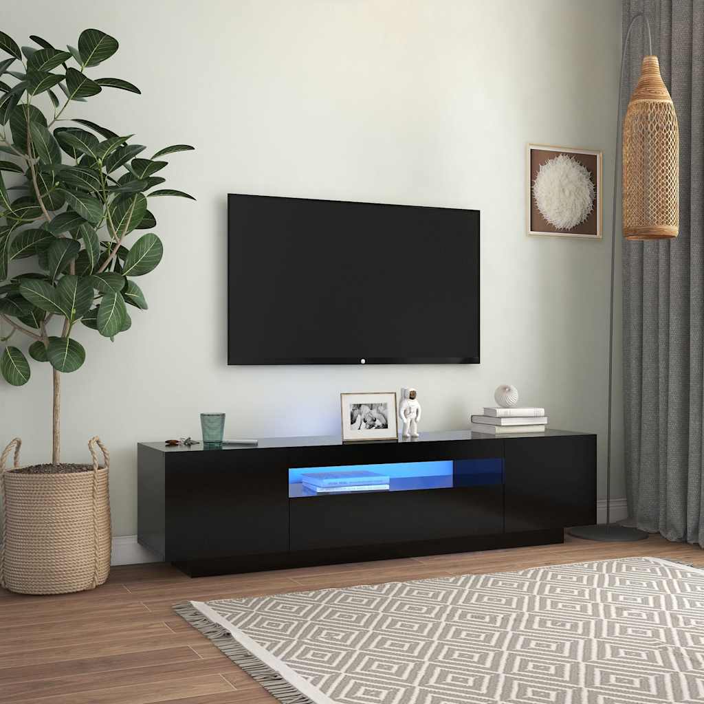 Έπιπλο Τηλεόρασης με LED Μαύρο 160x35x40 εκ. - Pakobazaar