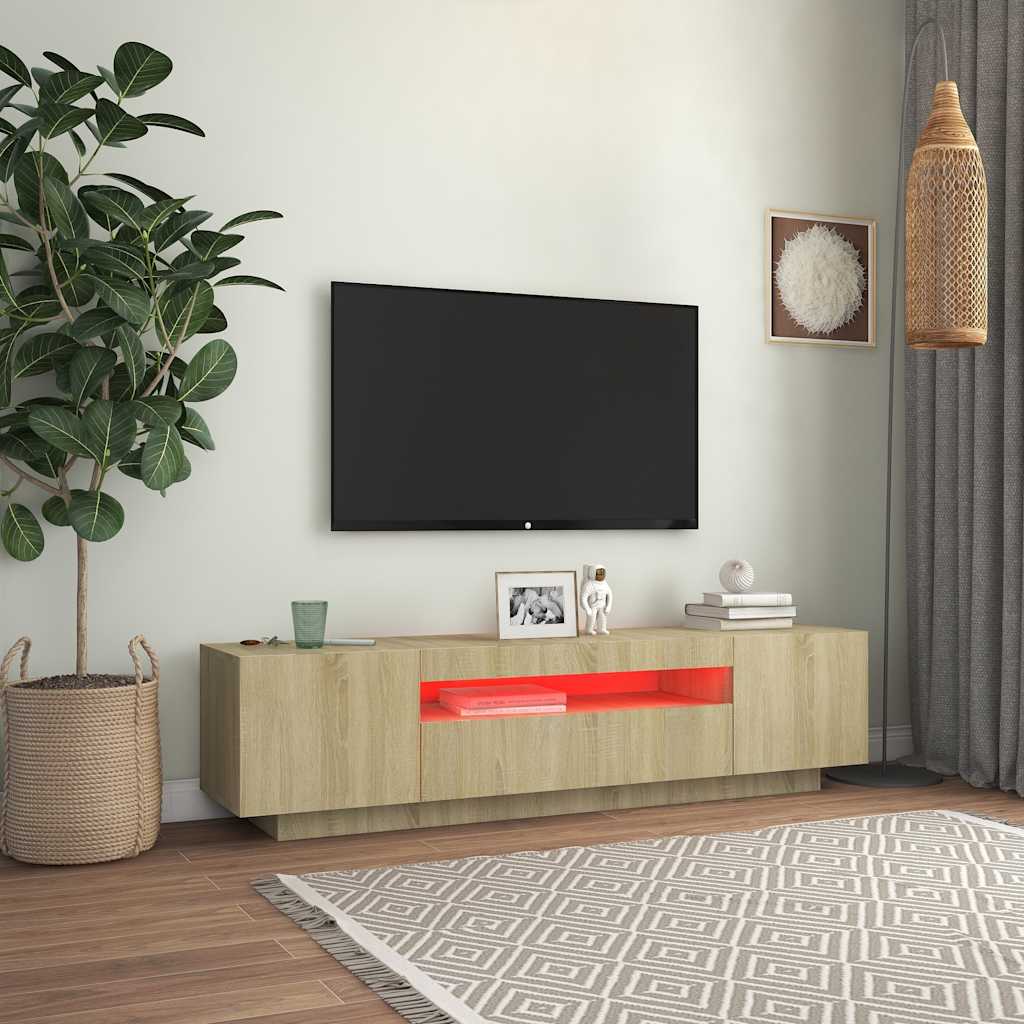 Έπιπλο Τηλεόρασης με LED Sonoma Δρυς 160 x 35 x 40 εκ. - Pakobazaar