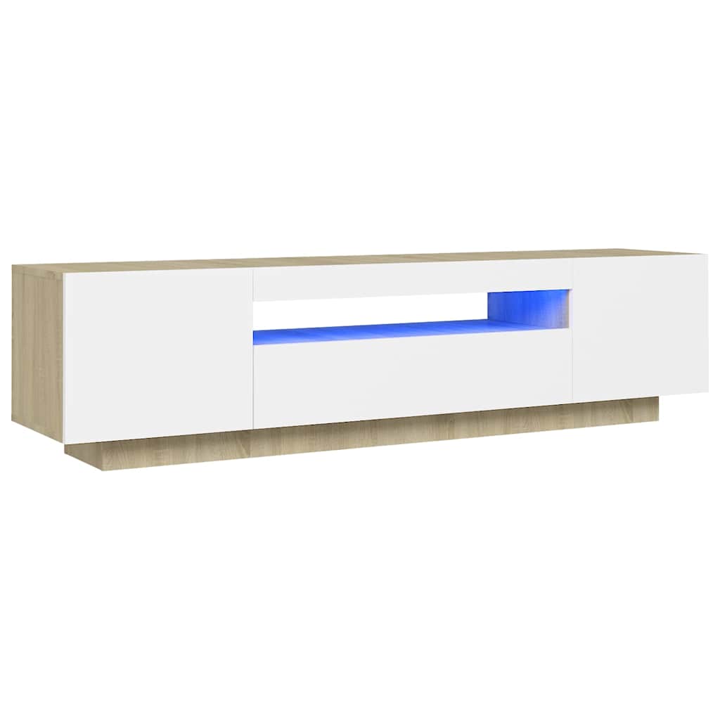 Έπιπλο Τηλεόρασης με LED Λευκό & Sonoma Δρυς 160 x 35 x 40 εκ.