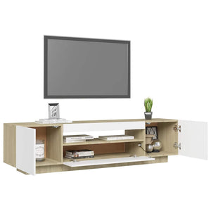 Έπιπλο Τηλεόρασης με LED Λευκό & Sonoma Δρυς 160 x 35 x 40 εκ.
