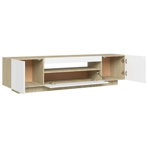 Έπιπλο Τηλεόρασης με LED Λευκό & Sonoma Δρυς 160 x 35 x 40 εκ.