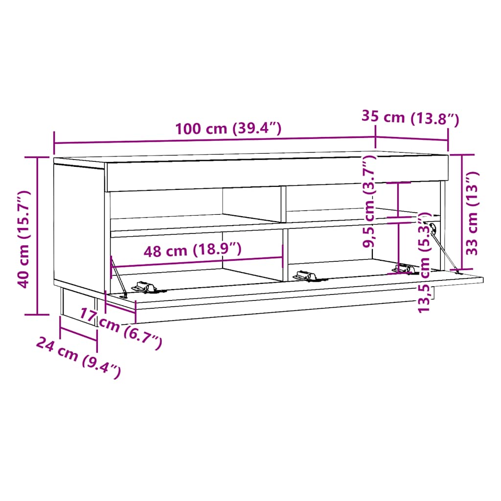 Έπιπλο Τηλεόρασης Λευκό 100 x 35 x 40 εκ. Επεξ. Ξύλο