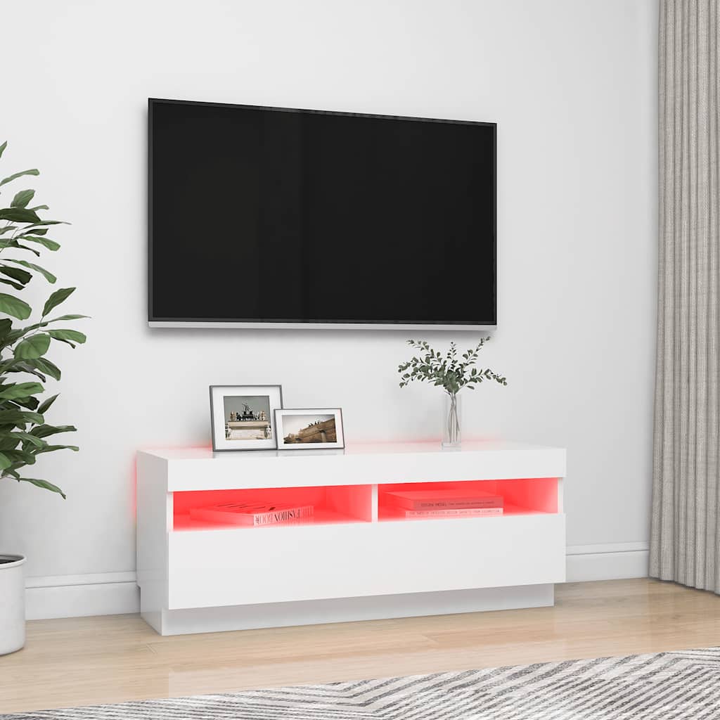 Έπιπλο Τηλεόρασης με LED Λευκό 100 x 35 x 40 εκ. - Pakobazaar