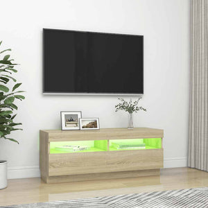 Έπιπλο Τηλεόρασης με Φωτισμό LED Sonoma Δρυς 100 x 35 x 40 εκ. - Pakobazaar