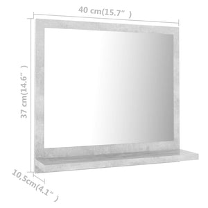 Καθρέφτης Μπάνιου Γκρι Σκυροδέματος 40x10,5x37 εκ. Επεξ. Ξύλο