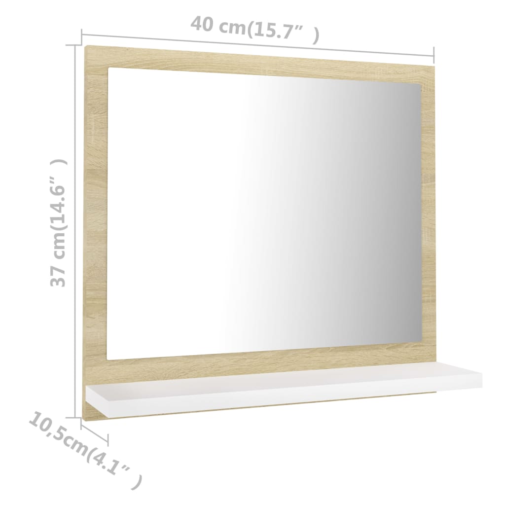 Καθρέφτης Μπάνιου Λευκό/Sonoma Δρυς 40x10,5x37 εκ. Μοριοσανίδα