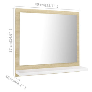 Καθρέφτης Μπάνιου Λευκό/Sonoma Δρυς 40x10,5x37 εκ. Μοριοσανίδα