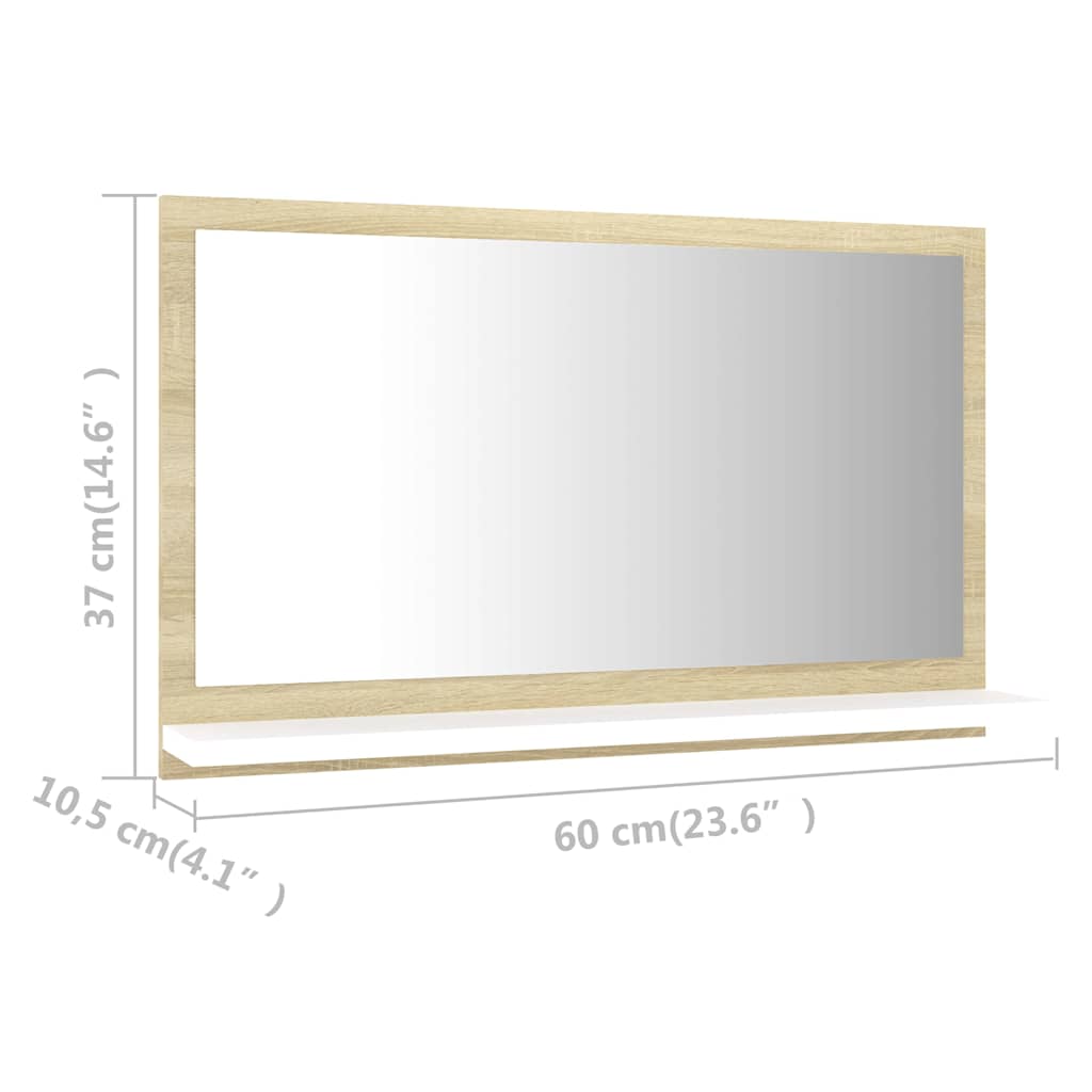 Καθρέφτης Μπάνιου Λευκό/Sonoma Δρυς 60x10,5x37 εκ. Μοριοσανίδα