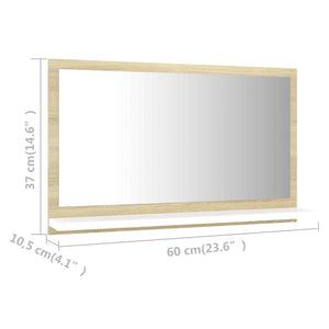 Καθρέφτης Μπάνιου Λευκό/Sonoma Δρυς 60x10,5x37 εκ. Μοριοσανίδα