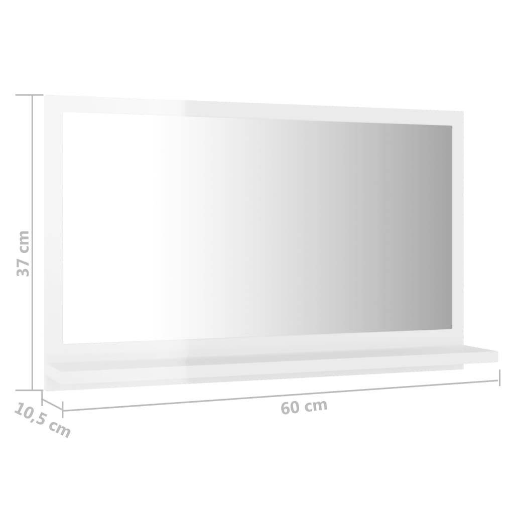 Καθρέφτης Μπάνιου Γυαλιστερό Λευκό 60x10,5x37 εκ. Επεξ. Ξύλο