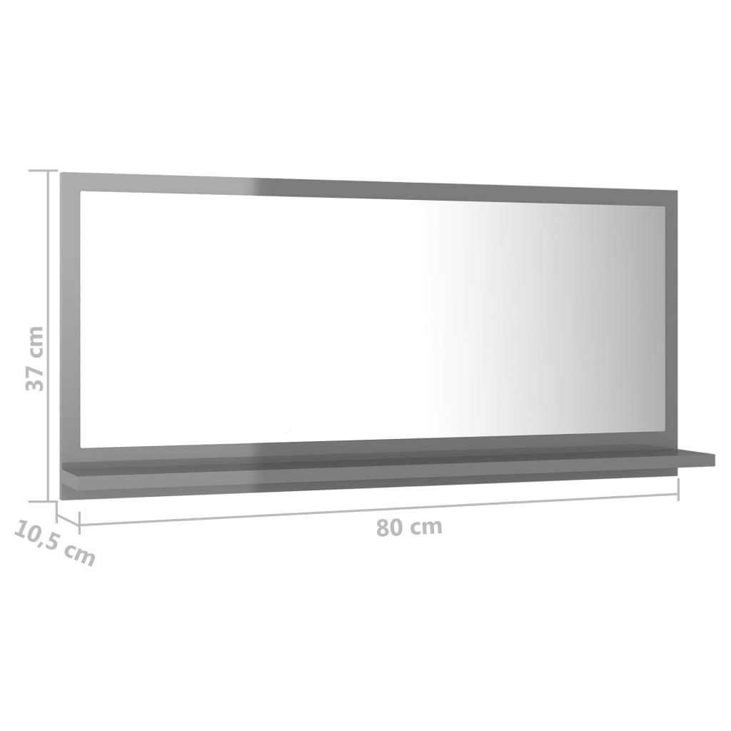 Καθρέφτης Μπάνιου Γυαλιστερό Γκρι 80x10,5x37 εκ. Επεξ. Ξύλο