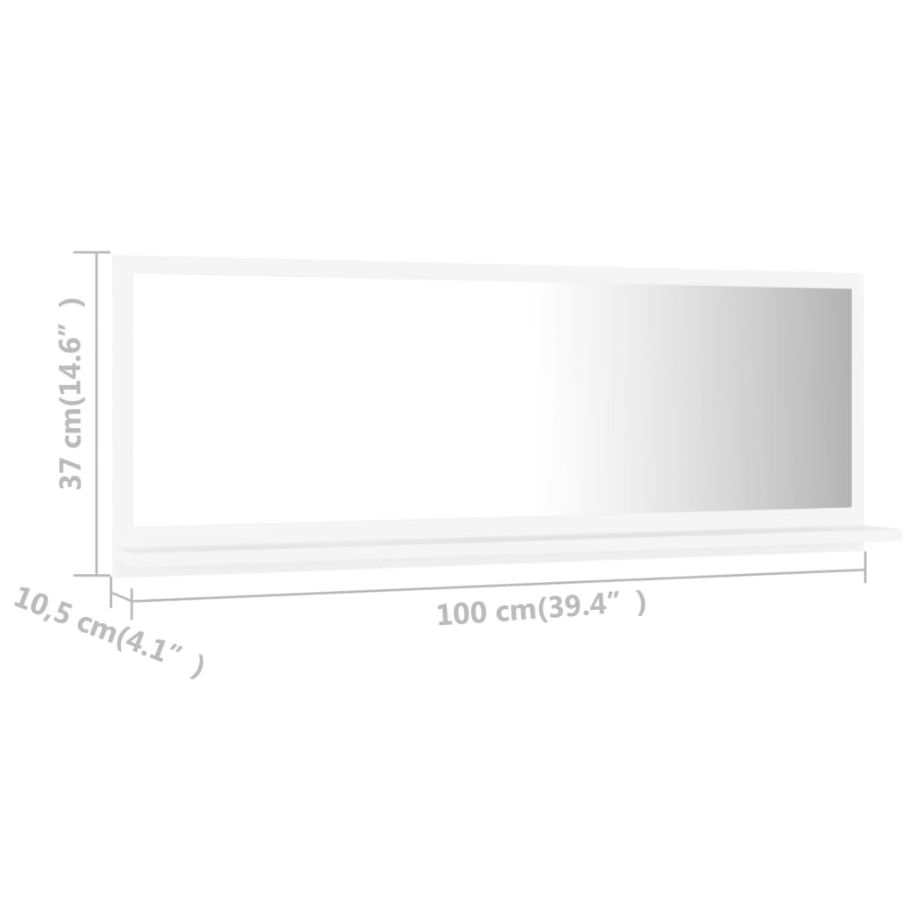 Καθρέφτης Μπάνιου Λευκός 100 x 10,5 x 37 εκ. Μοριοσανίδα