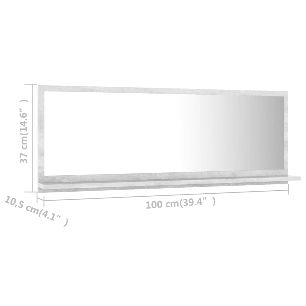 Καθρέφτης Μπάνιου Γκρι Σκυροδέματος 100x10,5x37 εκ. Μοριοσανίδα