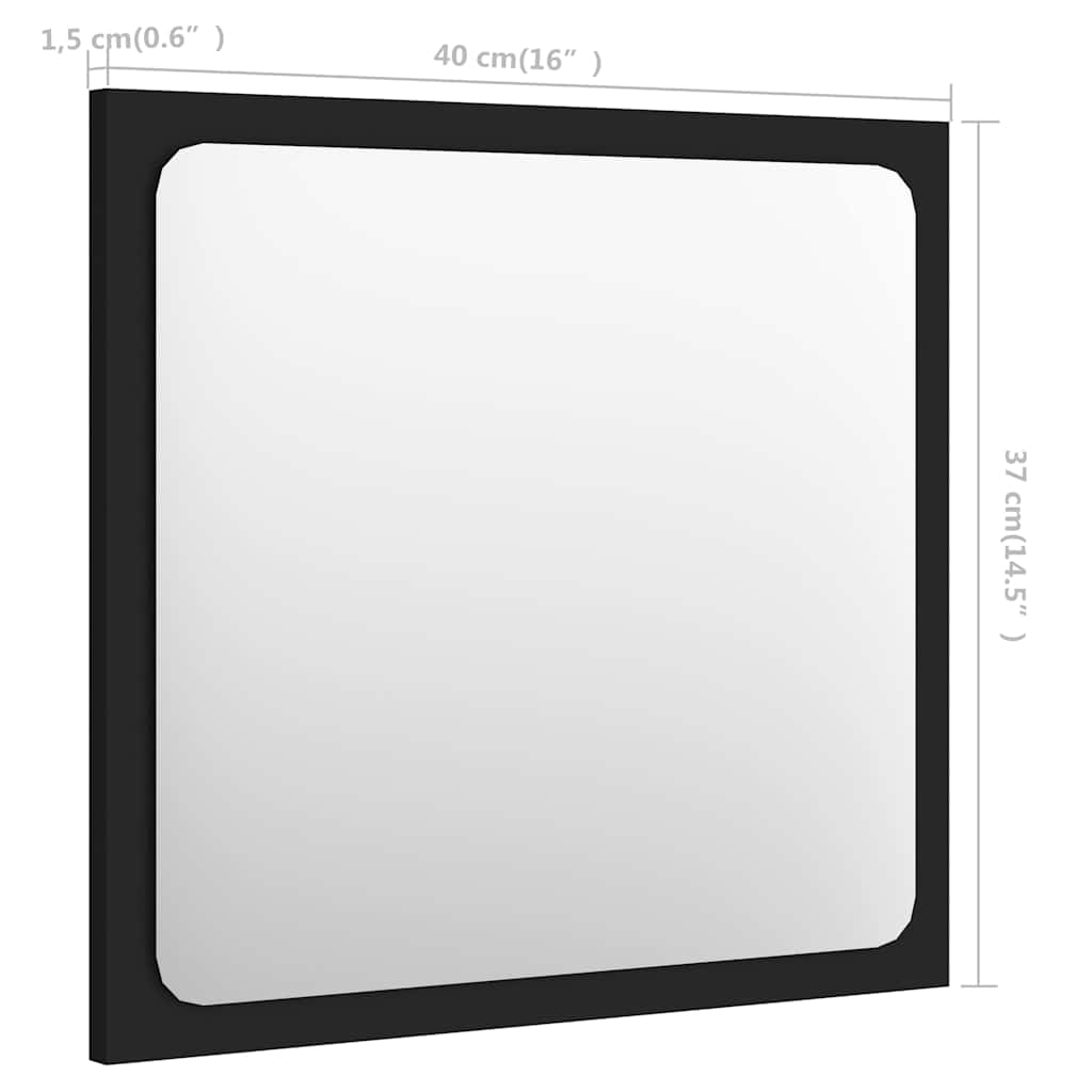 Καθρέφτης Μπάνιου Μαύρος 40 x 1,5 x 37 εκ. από Μοριοσανίδα