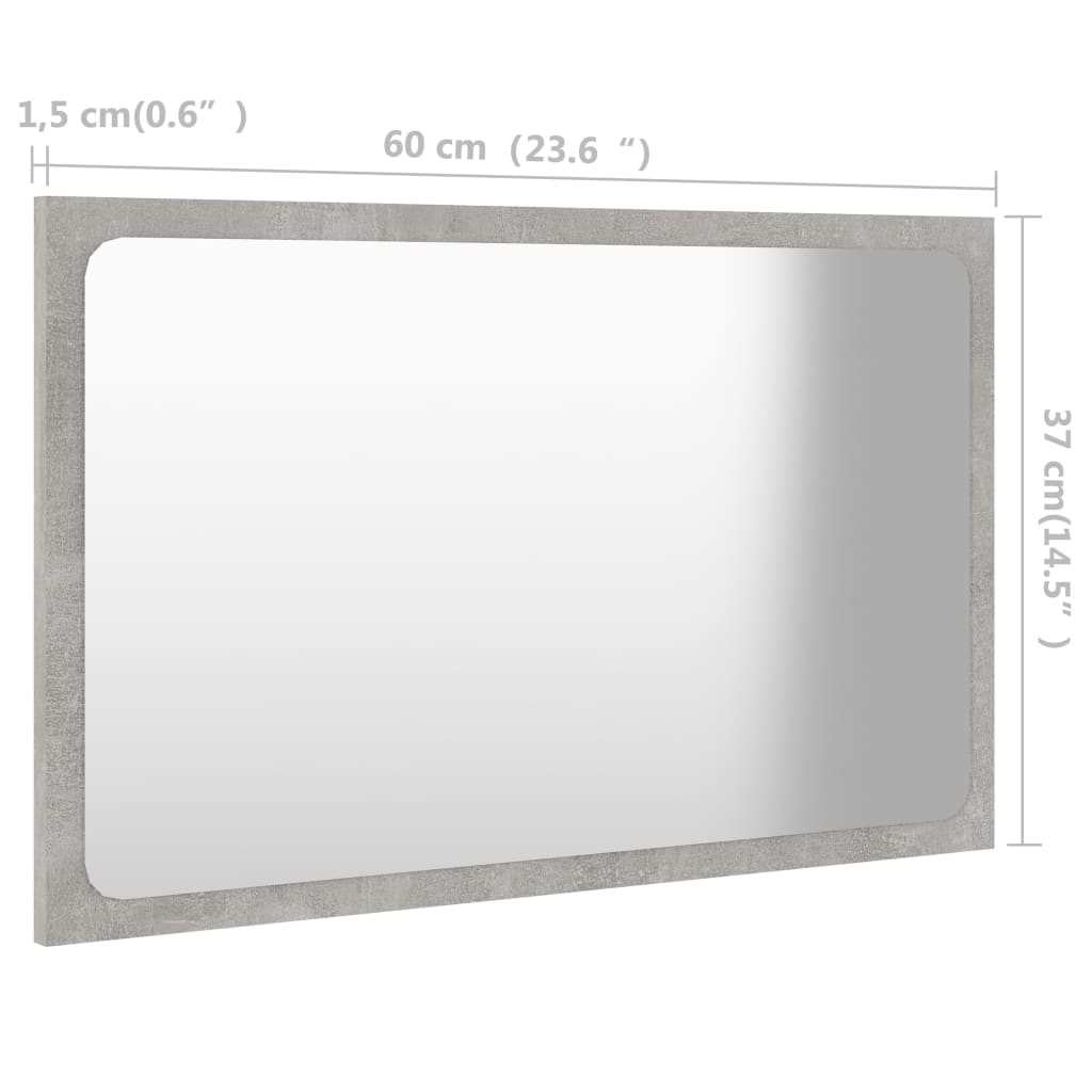 Καθρέφτης Μπάνιου Γκρι Σκυροδέματος 60x1,5x37 εκ. Μοριοσανίδα
