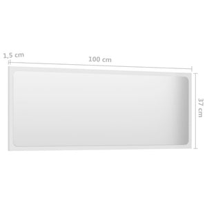 Καθρέφτης Μπάνιου Γυαλιστερό Λευκό 100x1,5x37 εκ. Επεξ. Ξύλο