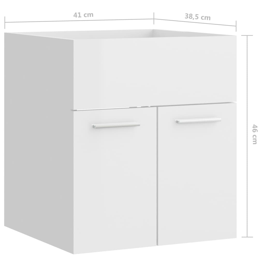 Ντουλάπι Νιπτήρα Γυαλιστερό Λευκό 41x38,5x46 εκ από Επεξ. Ξύλο - Pakobazaar