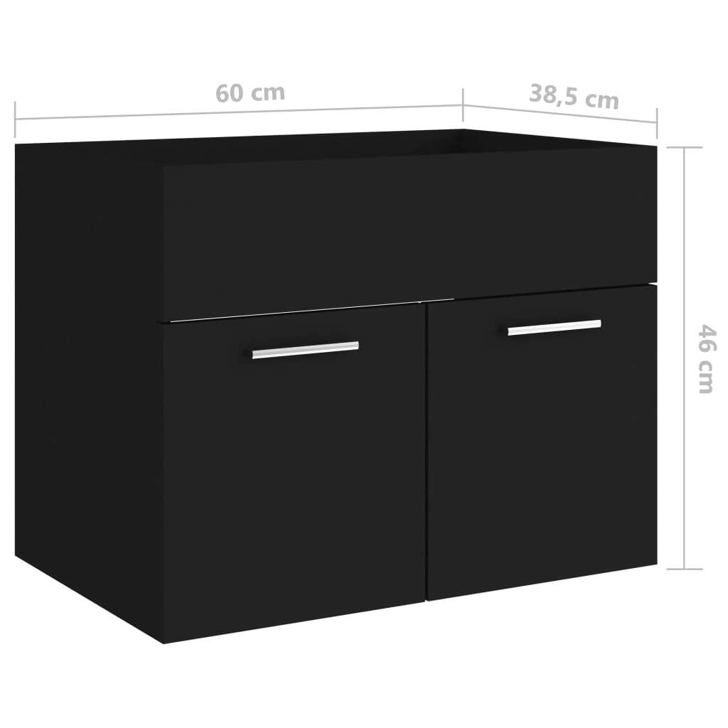 Ντουλάπι Νιπτήρα Μαύρο 60x38,5x46 εκ. από Επεξεργασμένο Ξύλο - Pakobazaar