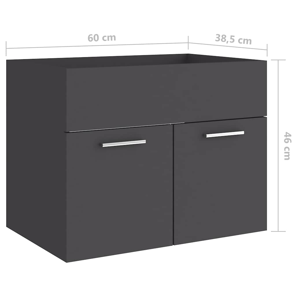 Ντουλάπι Νιπτήρα Γκρι 60 x 38,5 x 46 εκ. από Επεξεργασμένο Ξύλο