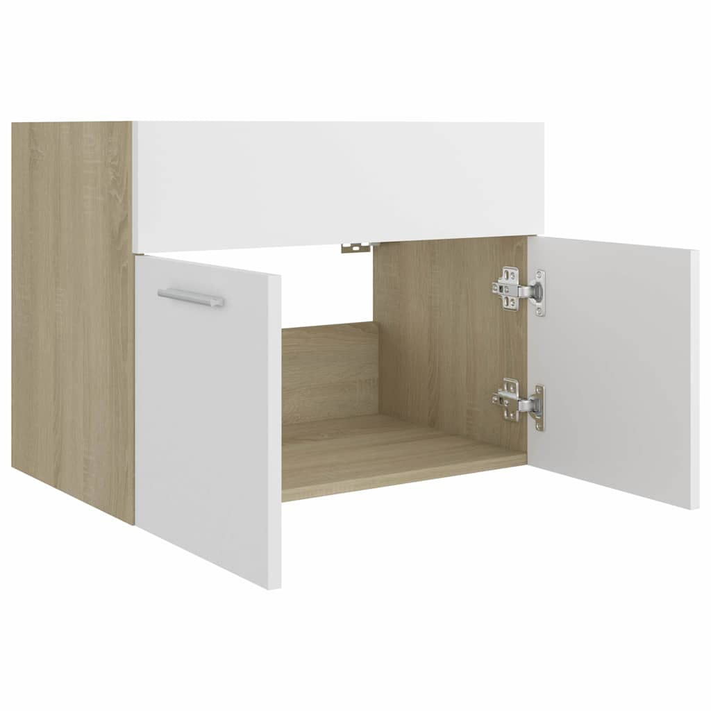 Ντουλάπι Νιπτήρα Λευκό/Sonoma Δρυς 60x38,5x46εκ. από Επεξ. Ξύλο