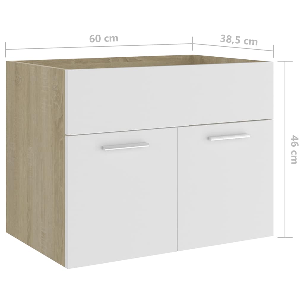 Ντουλάπι Νιπτήρα Λευκό/Sonoma Δρυς 60x38,5x46εκ. από Επεξ. Ξύλο