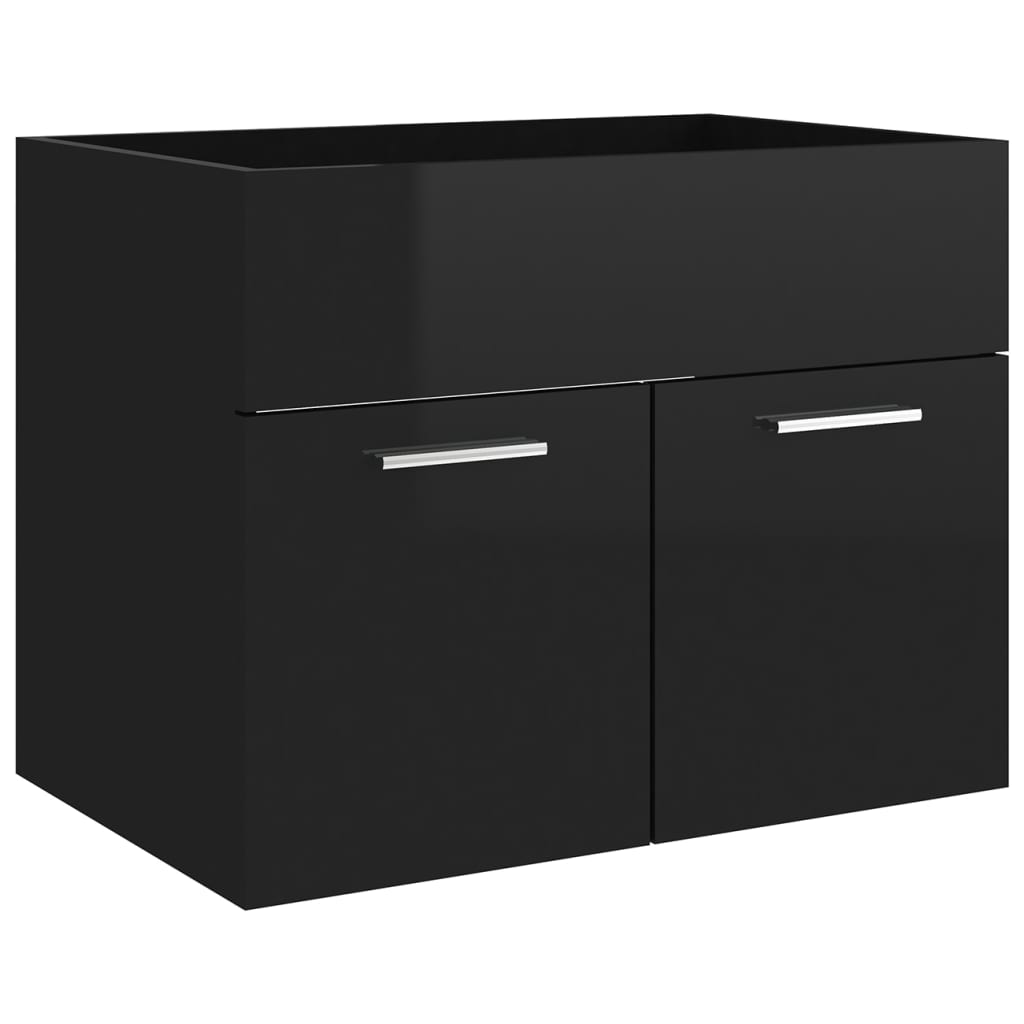 Ντουλάπι Νιπτήρα Γυαλιστερό Μαύρο 60 x 38,5 x 46 εκ Επεξ. Ξύλο