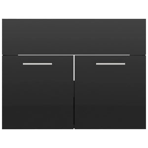 Ντουλάπι Νιπτήρα Γυαλιστερό Μαύρο 60 x 38,5 x 46 εκ Επεξ. Ξύλο