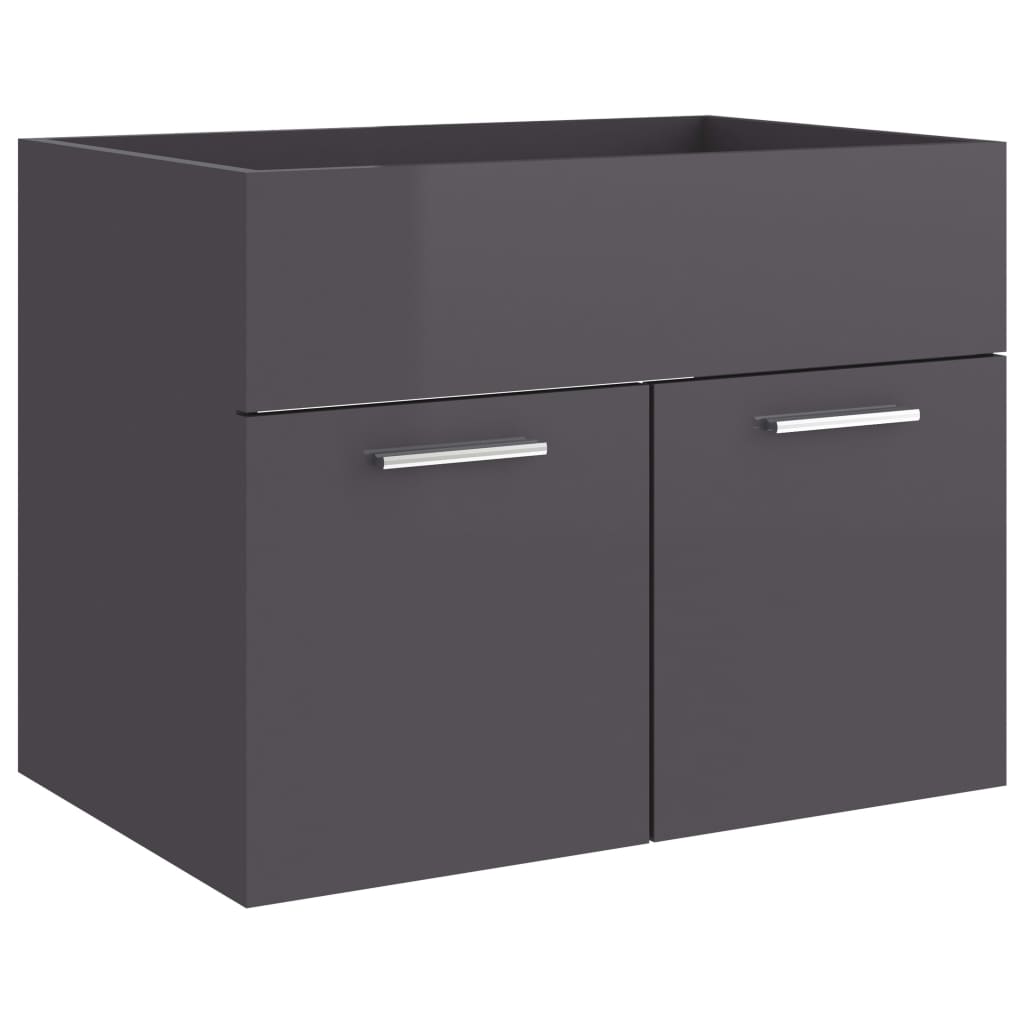 Ντουλάπι Νιπτήρα Γυαλιστερό Γκρι 60x38,5x46 εκ. από Επεξ. Ξύλο