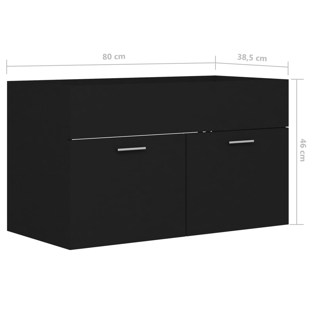 Ντουλάπι Νιπτήρα Μαύρο 80 x 38,5 x 46 εκ. από Επεξ. Ξύλο - Pakobazaar