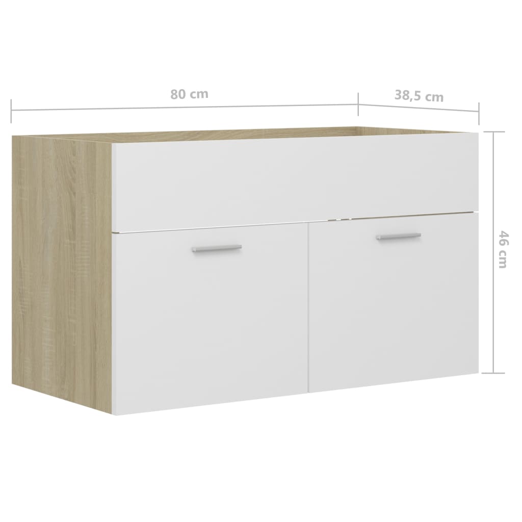 Ντουλάπι Νιπτήρα Λευκό/Sonoma Δρυς 80x38,5x46εκ. από Επεξ. Ξύλο