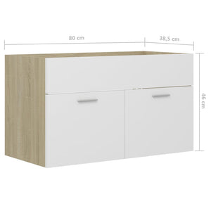 Ντουλάπι Νιπτήρα Λευκό/Sonoma Δρυς 80x38,5x46εκ. από Επεξ. Ξύλο