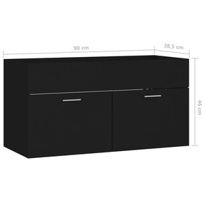 Ντουλάπι Νιπτήρα Μαύρο 90 x 38,5 x 46 εκ. από Επεξ. Ξύλο