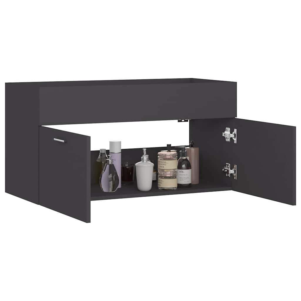 Ντουλάπι Νιπτήρα Γκρι 90 x 38,5 x 46 εκ. από Επεξ. Ξύλο