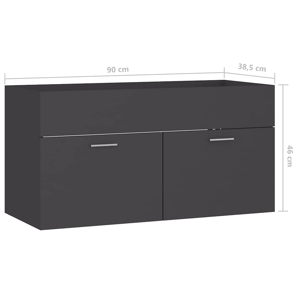 Ντουλάπι Νιπτήρα Γκρι 90 x 38,5 x 46 εκ. από Επεξ. Ξύλο
