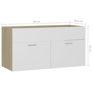 Ντουλάπι Νιπτήρα Λευκό/Sonoma Δρυς 90x38,5x46εκ. από Επεξ. Ξύλο