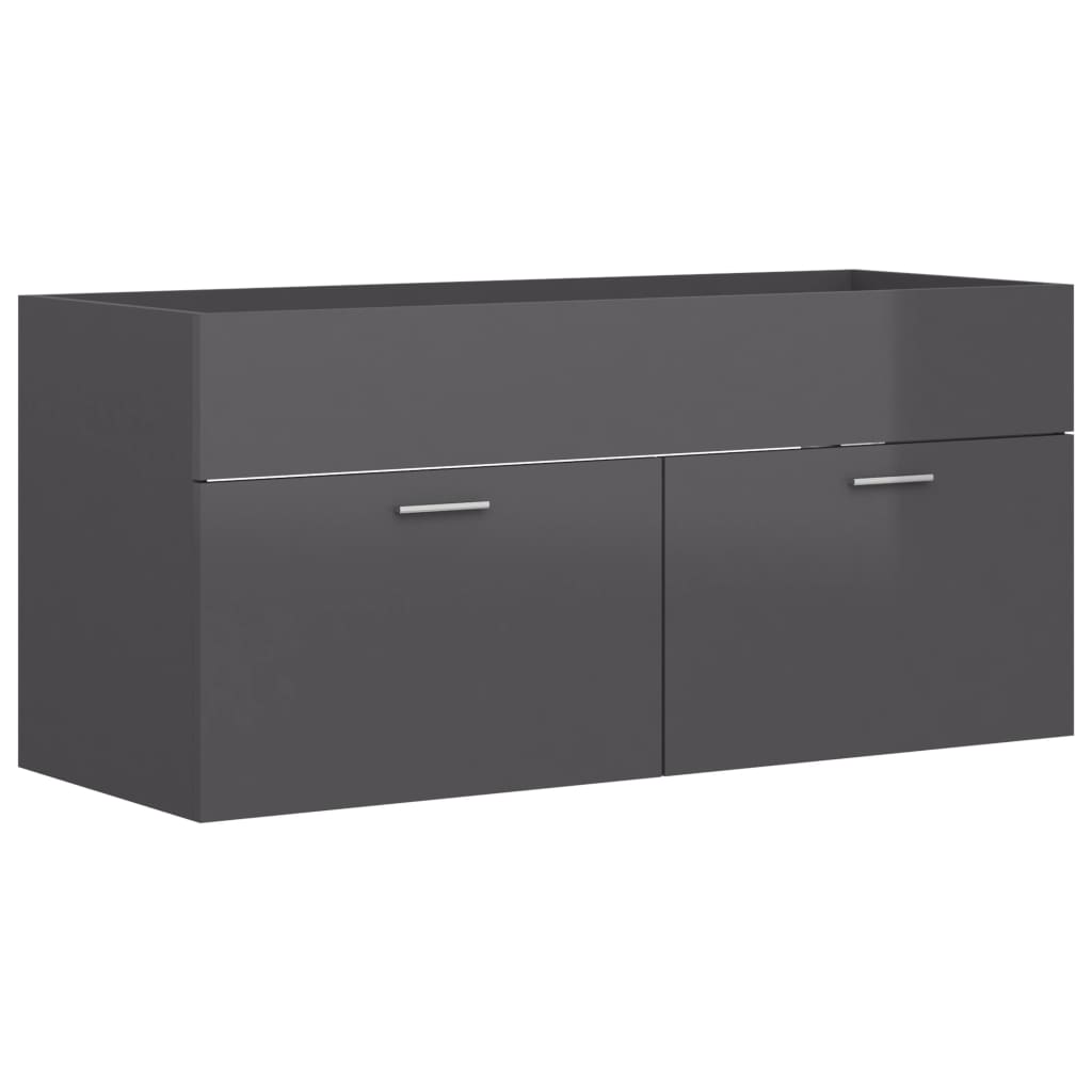 Ντουλάπι Νιπτήρα Γυαλιστερό Γκρι 100x38,5x46εκ. από Επεξ. Ξύλο