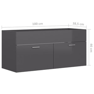 Ντουλάπι Νιπτήρα Γυαλιστερό Γκρι 100x38,5x46εκ. από Επεξ. Ξύλο