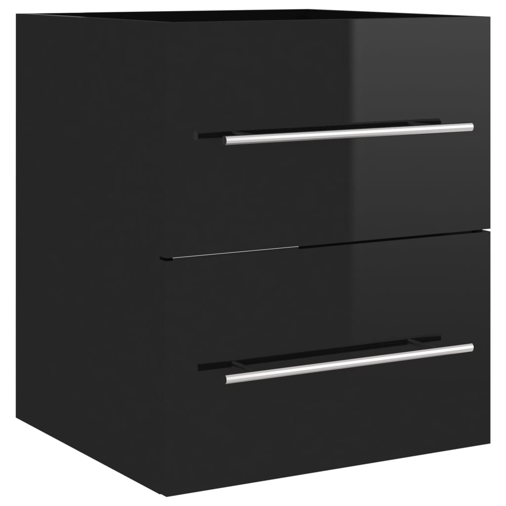 Ντουλάπι Νιπτήρα Γυαλιστερό Μαύρο 41x38,5x48 εκ. από Επεξ. Ξύλο