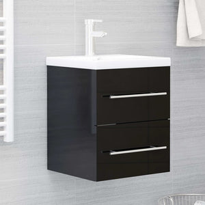 Ντουλάπι Νιπτήρα Γυαλιστερό Μαύρο 41x38,5x48 εκ. από Επεξ. Ξύλο