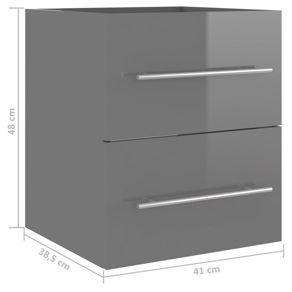 Ντουλάπι Νιπτήρα Γυαλιστερό Γκρι 41x38,5x48 εκ. από Επεξ. Ξύλο