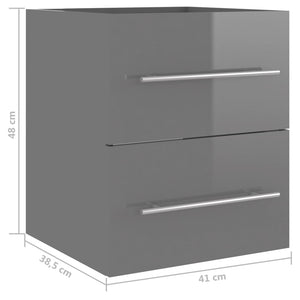 Ντουλάπι Νιπτήρα Γυαλιστερό Γκρι 41x38,5x48 εκ. από Επεξ. Ξύλο