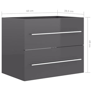 Ντουλάπι Νιπτήρα Γυαλιστερό Γκρι 60x38,5x48 εκ. από Επεξ. Ξύλο