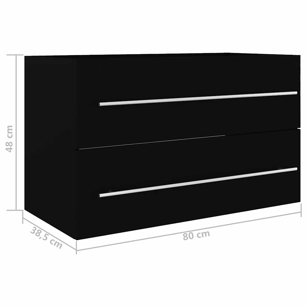 Ντουλάπι Νιπτήρα Μαύρο 80 x 38,5 x 48 εκ. από Επεξ. Ξύλο