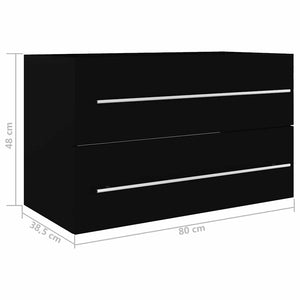Ντουλάπι Νιπτήρα Μαύρο 80 x 38,5 x 48 εκ. από Επεξ. Ξύλο
