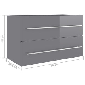 Ντουλάπι Νιπτήρα Γυαλιστερό Γκρι 80x38,5x48 εκ. από Επεξ. Ξύλο
