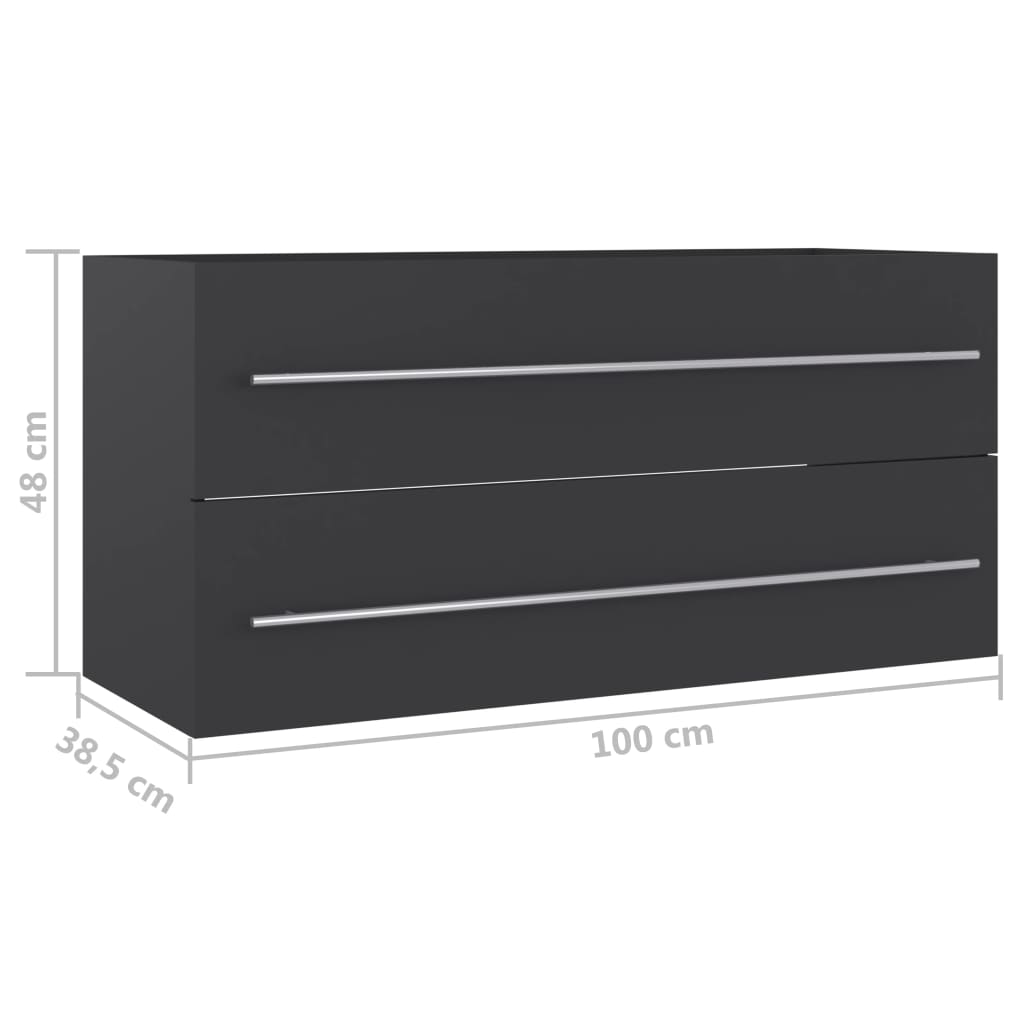 Ντουλάπι Νιπτήρα Γκρι 100 x 38,5 x 48 εκ. από Επεξ. Ξύλο
